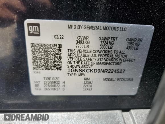 ✅ 2022 Chevrolet Suburban LT • VIN: 1GNSKCKD9NR224527 • Lot: 65472754. Wystawiony na Copart z przebiegiem 78 224 mil. Bezpłatny archiwum sprzedaży aukcyjnych z USA i szczegółowy raport historii pojazdu na DreamBid. Zdjęcie 13.