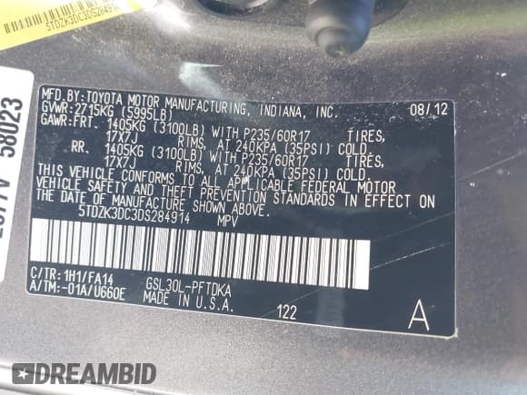 ✅ 2013 Toyota Sienna L • VIN: 5TDZK3DC3DS284914 • Lot: 43646690. Wystawiony na IAAI z przebiegiem 222 930 mil. Bezpłatny archiwum sprzedaży aukcyjnych z USA i szczegółowy raport historii pojazdu na DreamBid. Zdjęcie 9.