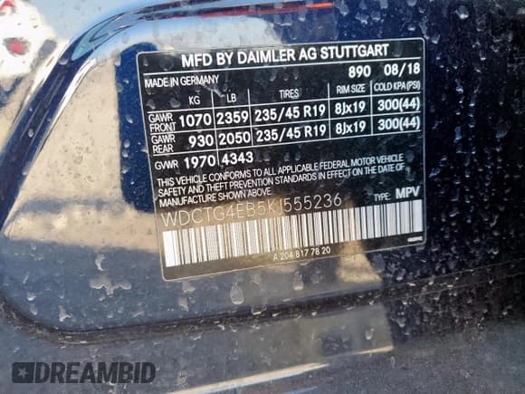 ✅ 2019 Mercedes-Benz GLA 250 • VIN: WDCTG4EB5KJ555236 • Лот: 86177045. Опубликован ранее на Copart с пробегом 76 233 миль. Бесплатный доступ к архиву аукционных продаж из США и подробный отчёт об истории автомобиля на DreamBid. Изображение 13.