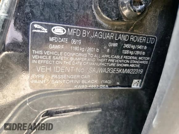 ✅ 2019 Jaguar XJ Supercharged • VIN: SAJWA2GE5KMW22319 • Lot: 62954055. Wystawiony na Copart z przebiegiem Nie podano. Bezpłatny archiwum sprzedaży aukcyjnych z USA i szczegółowy raport historii pojazdu na DreamBid. Zdjęcie 12.