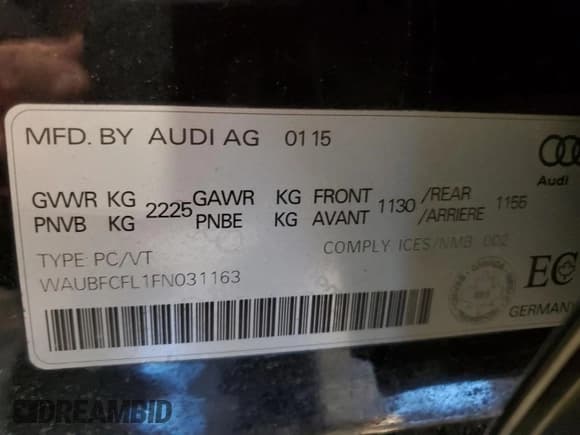 ✅ 2015 Audi A4 Komfort • VIN: WAUBFCFL1FN031163 • Лот: 83471824. Опубликован ранее на Copart с пробегом 119 013 миль. Бесплатный доступ к архиву аукционных продаж из США и подробный отчёт об истории автомобиля на DreamBid. Изображение 12.