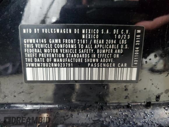 ✅ 2024 Volkswagen Jetta SE • VIN: 3VWEM7BU2RM023791 • Лот: 86263515. Опубликован ранее на Copart с пробегом 43 894 миль. Бесплатный доступ к архиву аукционных продаж из США и подробный отчёт об истории автомобиля на DreamBid. Изображение 12.