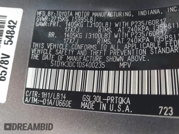 ✅ 2013 Toyota Sienna XLE AAS • VIN: 5TDYK3DC1DS400235 • Lot: 43493994. Listed on IAAI with 122,357 mi. Free auction sales archive from the USA and detailed vehicle history report at DreamBid. Image 9.