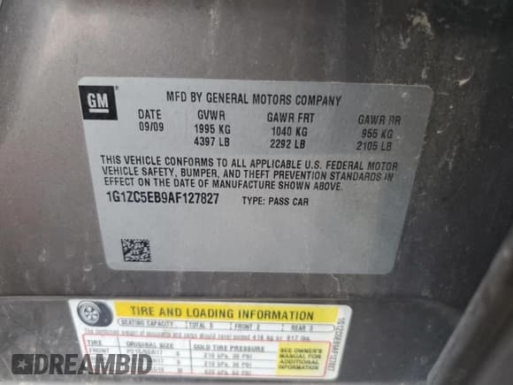 ✅ 2010 Chevrolet Malibu 1LT • VIN: 1G1ZC5EB9AF127827 • Lot: 72463964. Listed on Copart with 81,137 mi. Free auction sales archive from the USA and detailed vehicle history report at DreamBid. Image 14.