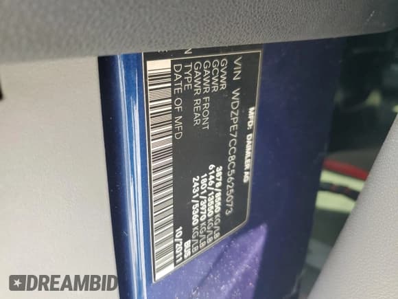 ✅ 2012 Mercedes-Benz Sprinter Passenger • VIN: WDZPE7CC8C5625073 • Лот: 64564085. Опубликован ранее на Copart с пробегом 116 022 миль. Бесплатный доступ к архиву аукционных продаж из США и подробный отчёт об истории автомобиля на DreamBid. Изображение 13.