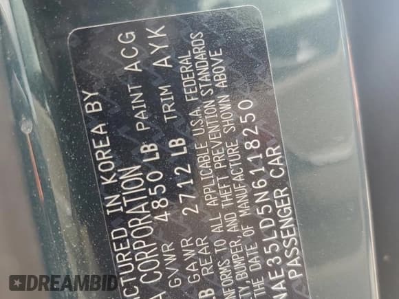 ✅ 2022 Kia Stinger GT-Line • VIN: KNAE35LD5N6118250 • Lot: 61077025. Wystawiony na Copart z przebiegiem 41 866 mil. Bezpłatny archiwum sprzedaży aukcyjnych z USA i szczegółowy raport historii pojazdu na DreamBid. Zdjęcie 12.