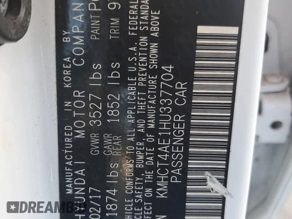 ✅ 2017 Hyundai Accent SE • VIN: KMHCT4AE1HU337704 • Лот: 57900814. Опубликован ранее на Copart с пробегом 96 944 миль. Бесплатный доступ к архиву аукционных продаж из США и подробный отчёт об истории автомобиля на DreamBid. Изображение 12.