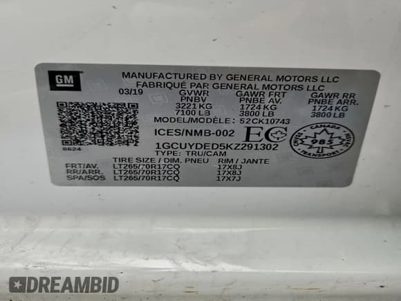 ✅ 2019 Chevrolet Silverado 1500 LT • VIN: 1GCUYDED5KZ291302 • Lot: 95245285. Wystawiony na Copart z przebiegiem 173 380 mil. Bezpłatny archiwum sprzedaży aukcyjnych z USA i szczegółowy raport historii pojazdu na DreamBid. Zdjęcie 12.