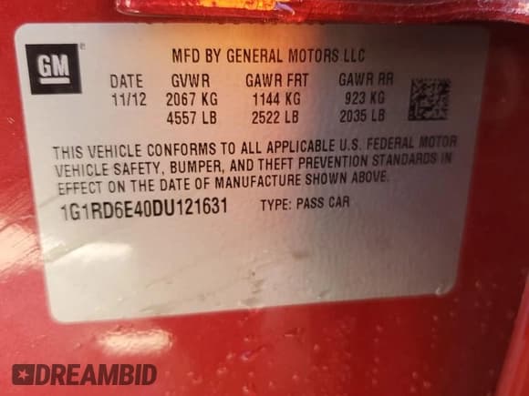 ✅ 2013 Chevrolet Volt • VIN: 1G1RD6E40DU121631 • Lot: 68690484. Wystawiony na Copart z przebiegiem 32 772 mil. Bezpłatny archiwum sprzedaży aukcyjnych z USA i szczegółowy raport historii pojazdu na DreamBid. Zdjęcie 13.