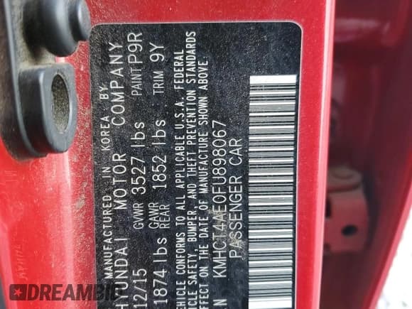 ✅ 2015 Hyundai Accent GLS • VIN: KMHCT4AE0FU898067 • Lot: 84069975. Wystawiony na Copart z przebiegiem 183 202 mil. Bezpłatny archiwum sprzedaży aukcyjnych z USA i szczegółowy raport historii pojazdu na DreamBid. Zdjęcie 12.