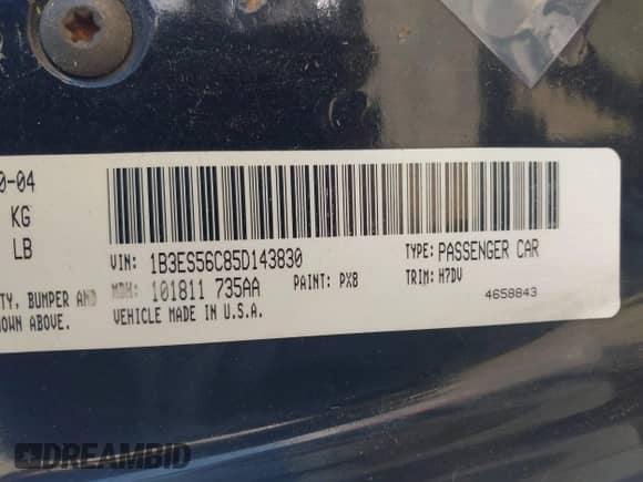 2005 Dodge Neon SXT z VIN 1B3ES56C85D143830, wystawiony jako IAAI lot #41990483 z przebiegiem 205 947 mil mil oraz . Historia ofert i sprzedaży dostępna na DreamBid. Obrazek 9.