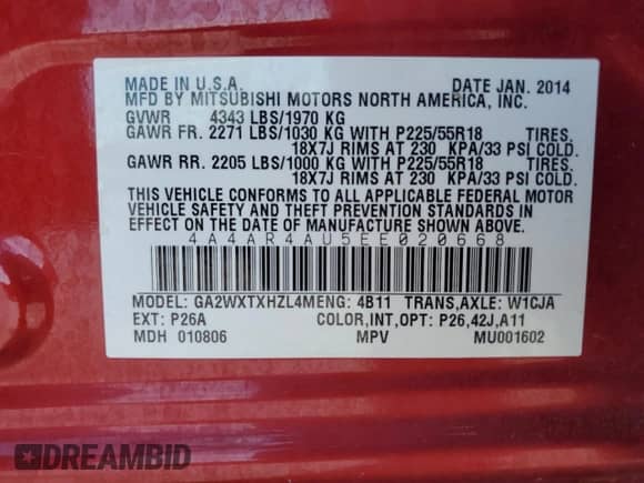 2014 Mitsubishi Outlander SE z VIN 4A4AR4AU5EE020668, wystawiony jako Copart lot #85755945 z przebiegiem 272 328 mil mil oraz Czysty tytuł • Clean title. Historia ofert i sprzedaży dostępna na DreamBid. Obrazek 13.