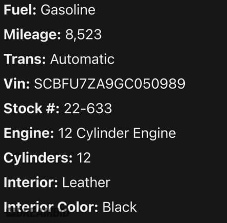 ✅ 2016 Bentley Continental GT • VIN: SCBFU7ZA9GC050XXX • Lot: 59259805. Wystawiony na Copart z przebiegiem 8 523 mil. Bezpłatny archiwum sprzedaży aukcyjnych z USA i szczegółowy raport historii pojazdu na DreamBid. Zdjęcie 10.