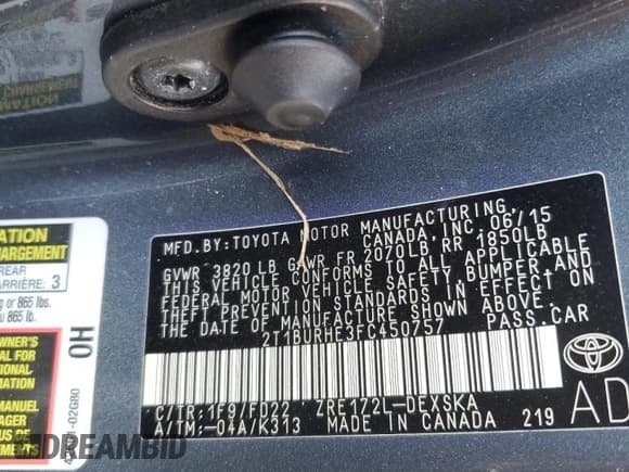 ✅ 2015 Toyota Corolla S Plus • VIN: 2T1BURHE3FC450757 • Лот: 92488795. Опубликован ранее на Copart с пробегом 135 007 миль. Бесплатный доступ к архиву аукционных продаж из США и подробный отчёт об истории автомобиля на DreamBid. Изображение 13.