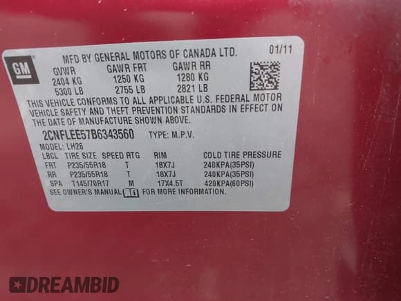 ✅ 2011 Chevrolet Equinox 1LT • VIN: 2CNFLEE57B6343560 • Лот: 40764367. Опубликован ранее на IAAI с пробегом 163 262 миль. Бесплатный доступ к архиву аукционных продаж из США и подробный отчёт об истории автомобиля на DreamBid. Изображение 9.