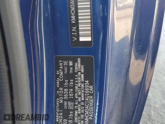 2010 Hyundai Accent GS z VIN KMHCM3AC1AU166934, wystawiony jako Copart lot #78869764 z przebiegiem 86 288 mil mil oraz Szkoda całkowita • Salvage title. Historia ofert i sprzedaży dostępna na DreamBid. Obrazek 13.