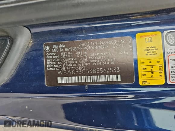 ✅ 2011 BMW 3 Series 328i xDrive • VIN: WBAKF3C53BE567533 • Lot: 96167305. Listed on Copart with 150,418 mi. Free auction sales archive from the USA and detailed vehicle history report at DreamBid. Image 10.