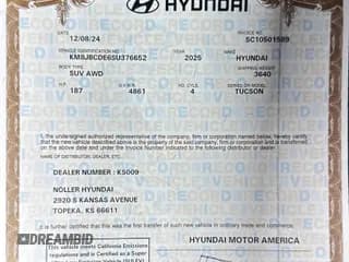 ✅ 2025 Hyundai Tucson SEL • VIN: KM8JBCDE6SU376652 • Лот: 57240575. Опубликован ранее на Copart с пробегом 1 673 миль. Бесплатный доступ к архиву аукционных продаж из США и подробный отчёт об истории автомобиля на DreamBid. Изображение 1.
