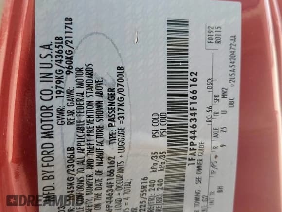 ✅ 2004 Ford Mustang Deluxe • VIN: 1FAFP44634F166162 • Лот: 93266705. Опубликован ранее на Copart с пробегом 95 393 миль. Бесплатный доступ к архиву аукционных продаж из США и подробный отчёт об истории автомобиля на DreamBid. Изображение 13.