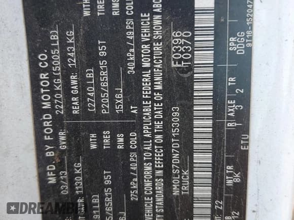 ✅ 2013 Ford Transit Connect XLT • VIN: NM0LS7DN7DT153093 • Lot: 66700115. Listed on Copart with 190,700 mi. Free auction sales archive from the USA and detailed vehicle history report at DreamBid. Image 13.