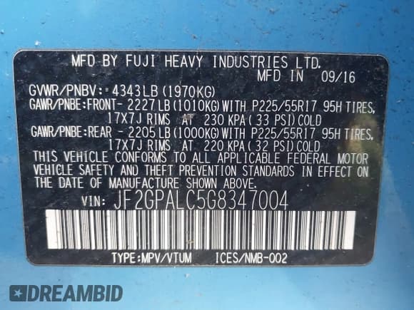 ✅ 2016 Subaru Crosstrek Limited • VIN: JF2GPALC5G8347004 • Lot: 43768930. Listed on IAAI with 176,002 mi. Free auction sales archive from the USA and detailed vehicle history report at DreamBid. Image 9.