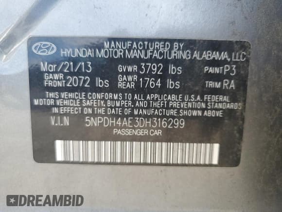 ✅ 2013 Hyundai Elantra GLS • VIN: 5NPDH4AE3DH316299 • Lot: 91269225. Listed on Copart with 112,930 mi. Free auction sales archive from the USA and detailed vehicle history report at DreamBid. Image 12.