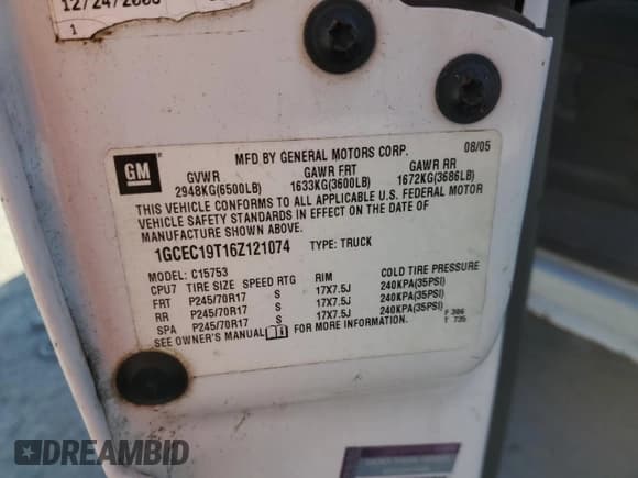 ✅ 2006 Chevrolet Silverado 1500 LT1 • VIN: 1GCEC19T16Z121074 • Лот: 81844524. Опубликован ранее на Copart с пробегом Не указан. Бесплатный доступ к архиву аукционных продаж из США и подробный отчёт об истории автомобиля на DreamBid. Изображение 12.
