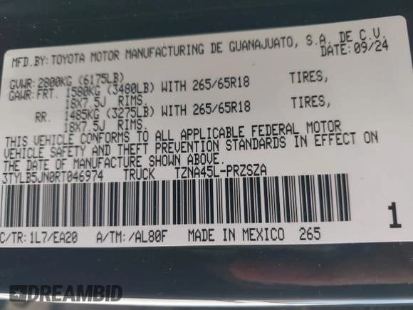 ✅ 2024 Toyota Tacoma TRD Sport • VIN: 3TYLB5JN0RT046974 • Лот: 43358735. Опубликован ранее на IAAI с пробегом 24 122 миль. Бесплатный доступ к архиву аукционных продаж из США и подробный отчёт об истории автомобиля на DreamBid. Изображение 9.