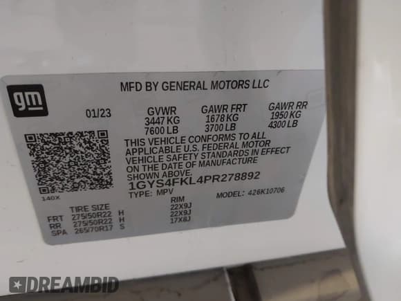 ✅ 2023 Cadillac Escalade 4WD Sport • VIN: 1GYS4FKL4PR278892 • Лот: 43241713. Опубликован ранее на IAAI с пробегом 25 091 миль. Бесплатный доступ к архиву аукционных продаж из США и подробный отчёт об истории автомобиля на DreamBid. Изображение 9.