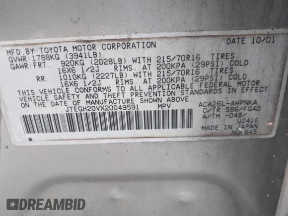 ✅ 2002 Toyota RAV4 • VIN: JTEGH20VX20049591 • Лот: 43174387. Опубликован ранее на IAAI с пробегом 164 120 миль. Бесплатный доступ к архиву аукционных продаж из США и подробный отчёт об истории автомобиля на DreamBid. Изображение 9.