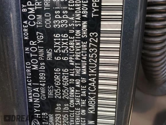 ✅ 2019 Hyundai Kona SE • VIN: KM8K1CAA1KU253723 • Лот: 55872882. Опубликован ранее на Copart с пробегом 61 016 миль. Бесплатный доступ к архиву аукционных продаж из США и подробный отчёт об истории автомобиля на DreamBid. Изображение 10.