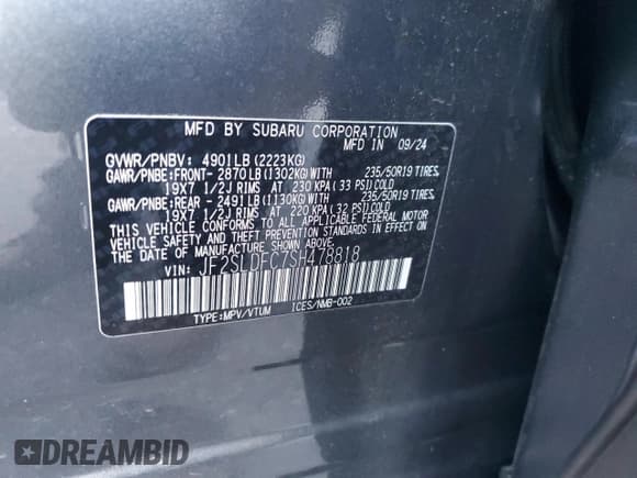 ✅ 2025 Subaru Forester • VIN: JF2SLDFC7SH478818 • Лот: 91874115. Опубликован ранее на Copart с пробегом 10 051 миль. Бесплатный доступ к архиву аукционных продаж из США и подробный отчёт об истории автомобиля на DreamBid. Изображение 13.