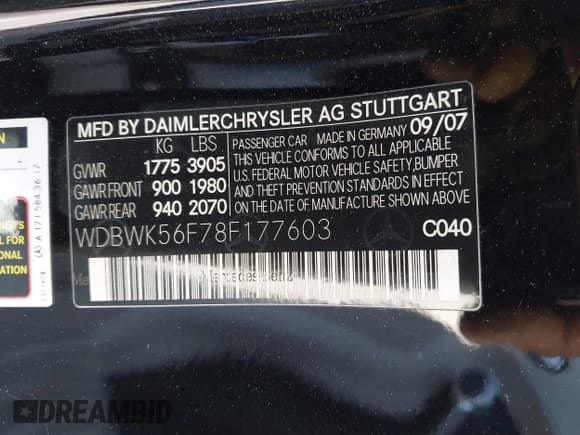 ✅ 2008 Mercedes-Benz SLK 350 • VIN: WDBWK56F78F177603 • Лот: 42899520. Опубликован ранее на IAAI с пробегом 118 777 миль. Бесплатный доступ к архиву аукционных продаж из США и подробный отчёт об истории автомобиля на DreamBid. Изображение 9.