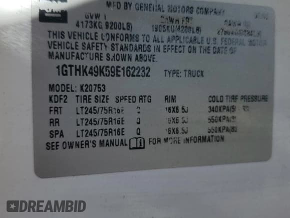 ✅ 2009 GMC Sierra 2500HD • VIN: 1GTHK49K59E162232 • Lot: 87406215. Listed on Copart with 181,851 mi. Free auction sales archive from the USA and detailed vehicle history report at DreamBid. Image 12.
