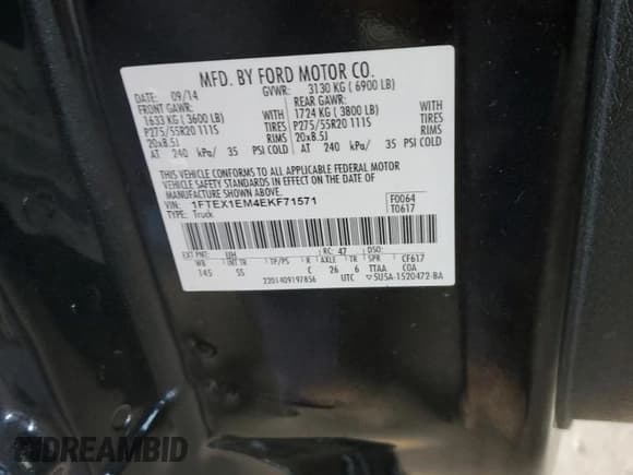 ✅ 2014 Ford F-150 XL • VIN: 1FTEX1EM4EKF71571 • Лот: 67091755. Опубликован ранее на Copart с пробегом 178 571 миль. Бесплатный доступ к архиву аукционных продаж из США и подробный отчёт об истории автомобиля на DreamBid. Изображение 12.