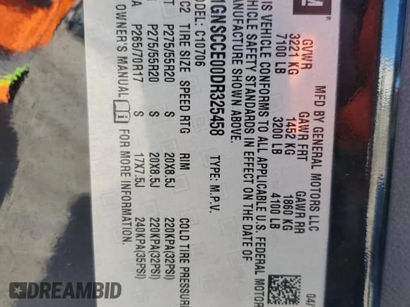 ✅ 2013 Chevrolet Tahoe LTZ • VIN: 1GNSCCE00DR325458 • Lot: 86470915. Wystawiony na Copart z przebiegiem 171 992 mil. Bezpłatny archiwum sprzedaży aukcyjnych z USA i szczegółowy raport historii pojazdu na DreamBid. Zdjęcie 13.