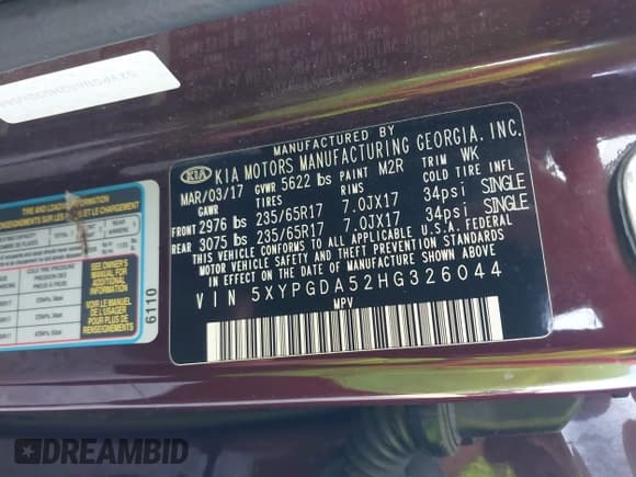 ✅ 2017 Kia Sorento LX • VIN: 5XYPGDA52HG326044 • Lot: 43462749. Listed on IAAI with 166,173 mi. Free auction sales archive from the USA and detailed vehicle history report at DreamBid. Image 9.