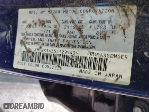 ✅ 2005 Mazda 3 s • VIN: JM1BK143551299404 • Lot: 43296182. Wystawiony na IAAI z przebiegiem Nie podano. Bezpłatny archiwum sprzedaży aukcyjnych z USA i szczegółowy raport historii pojazdu na DreamBid. Zdjęcie 9.