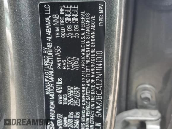 ✅ 2022 Hyundai Tucson SEL • VIN: 5NMJBCAE2NH141010 • Lot: 77138704. Wystawiony na Copart z przebiegiem 18 082 mil. Bezpłatny archiwum sprzedaży aukcyjnych z USA i szczegółowy raport historii pojazdu na DreamBid. Zdjęcie 12.