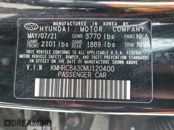 ✅ 2021 Hyundai Venue SEL • VIN: KMHRC8A30MU120400 • Lot: 86031734. Listed on Copart with Not provided. Free auction sales archive from the USA and detailed vehicle history report at DreamBid. Image 12.