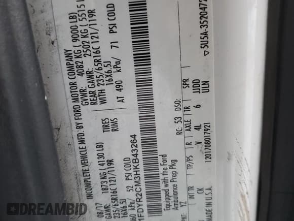 ✅ 2017 Ford Transit • VIN: 1FDYR2CM3HKB43264 • Лот: 84093524. Опубликован ранее на Copart с пробегом 224 380 миль. Бесплатный доступ к архиву аукционных продаж из США и подробный отчёт об истории автомобиля на DreamBid. Изображение 10.