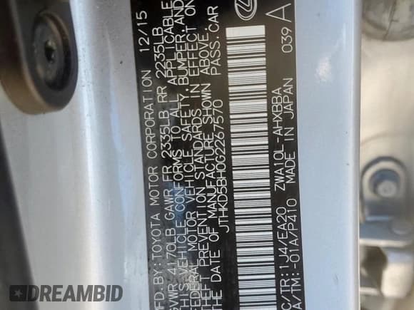 ✅ 2016 Lexus CT 200h • VIN: JTHKD5BH0G2267570 • Lot: 63745685. Wystawiony na Copart z przebiegiem 120 280 mil. Bezpłatny archiwum sprzedaży aukcyjnych z USA i szczegółowy raport historii pojazdu na DreamBid. Zdjęcie 13.