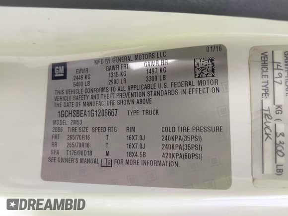 2016 Chevrolet Colorado 2WD WT z VIN 1GCHSBEA1G1206667, wystawiony jako IAAI lot #43340852 z przebiegiem 149 099 mil mil oraz . Historia ofert i sprzedaży dostępna na DreamBid. Obrazek 9.