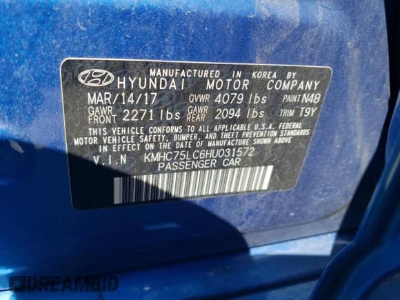 2017 Hyundai Ioniq SEL с VIN KMHC75LC6HU031572, выставлен на аукционе Copart как лот 49340214 с пробегом 99 278 миль миль и Списание • Salvage title. История ставок и продаж доступна на DreamBid. Изображение 12.