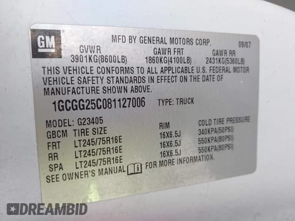 ✅ 2008 Chevrolet Express Cargo • VIN: 1GCGG25C081127006 • Лот: 42912562. Опубликован ранее на IAAI с пробегом 146 341 миль. Бесплатный доступ к архиву аукционных продаж из США и подробный отчёт об истории автомобиля на DreamBid. Изображение 9.