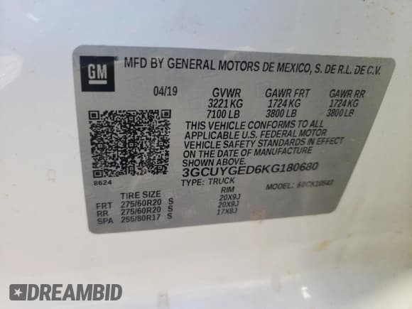 ✅ 2019 Chevrolet Silverado 1500 LTZ • VIN: 3GCUYGED6KG180680 • Lot: 72829583. Wystawiony na Copart z przebiegiem 68 623 mil. Bezpłatny archiwum sprzedaży aukcyjnych z USA i szczegółowy raport historii pojazdu na DreamBid. Zdjęcie 12.