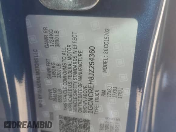 2018 Chevrolet Silverado 1500 LT с VIN 1GCNCREH8JZ254360, выставлен на аукционе Copart как лот 42664504 с пробегом 73 250 миль миль и Списание • Salvage title. История ставок и продаж доступна на DreamBid. Изображение 12.