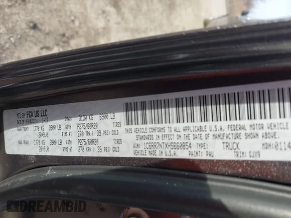 ✅ 2017 Ram 1500 Laramie • VIN: 1C6RR7NTXHS660854 • Lot: 41782169. Listed on IAAI with 72,174 mi. Free auction sales archive from the USA and detailed vehicle history report at DreamBid. Image 9.