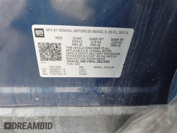 ✅ 2022 GMC Terrain SLE • VIN: 3GKALMEV8NL262340 • Lot: 43445607. Wystawiony na IAAI z przebiegiem 54 714 mil. Bezpłatny archiwum sprzedaży aukcyjnych z USA i szczegółowy raport historii pojazdu na DreamBid. Zdjęcie 9.