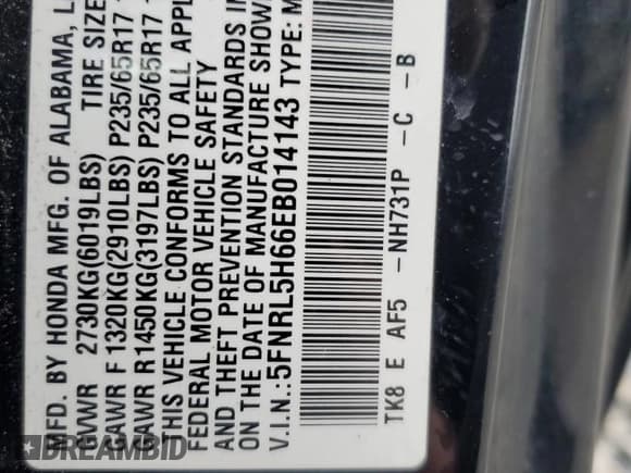 ✅ 2014 Honda Odyssey EX-L • VIN: 5FNRL5H66EB014143 • Lot: 90998015. Listed on Copart with 137,281 mi. Free auction sales archive from the USA and detailed vehicle history report at DreamBid. Image 14.